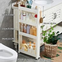 Slim Storage Cart w/ Wheels, 4-Tier, Mobile Bathroom Organizer, White - $61.15