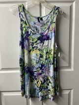 Cynthia Rowley Tank Top Womens Plus Size 1X Green Purple Blue Stretch Casual EUC - $12.85