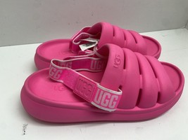 UGG Sport Yeah Slides Sandal Girls 12 Pink White New Hook and Loop Slide On - £26.66 GBP