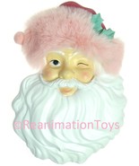 Mrs. Claus&#39; Bakery Retro Pink Santa Face Wall Decor Faux Fur Instant Cla... - £101.63 GBP