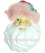 Mrs. Claus&#39; Bakery Retro Pink Santa Face Wall Decor Faux Fur Instant Cla... - $129.99