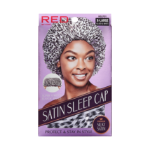 RED BY KISS SILKY SATIN SLEEP CAP X-LARGE BLACK &amp; WHITE #HSLP01 - $4.59