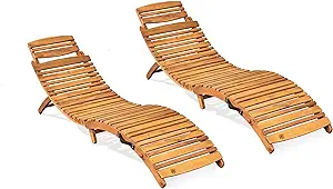 Christopher Knight Home Lahaina Wood Outdoor Chaise Lounge Set, 2-Pcs Se... - $436.99