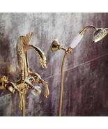 Luxury Gold wall mounted swan Bath Tub shower Filler Faucet Hand shower New - $502.55 CAD