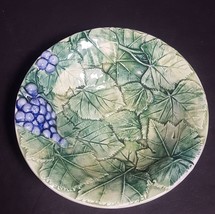 Ceramic majolica style bowl, embossed grapes, leaves made in Italy tableware - £15.64 GBP