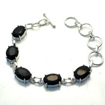 Black Spinel Oval Shape Gemstone Handmade Fashion Bracelet Jewelry 7-8" SA 2162 - £3.18 GBP