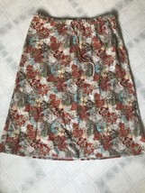 Christopher &amp; Banks Skirt Large Linen Blend drawstring Tan floral Print ... - £15.21 GBP