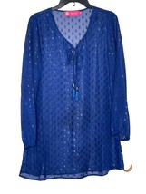 Macbeth Collection Women&#39;s Cover Up Sheer Tassel Pullover Swim Cover Blu... - $19.79