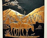 Vintage Copper Relief Embossed Pressed Wall Décor Art 3D Deer and Mountains - $36.58