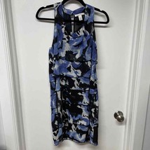 Kenneth Cole NY Blue Black Floral Tiered Ruffled Sleeveless Dress Womens 6 Small - £17.40 GBP