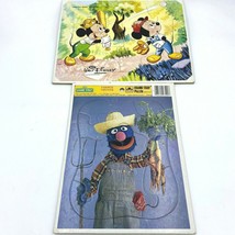 2 Vintage Kids Puzzles Sesame Street Grover Mickey Mouse Jaymar Disney 1980s GM - £10.91 GBP