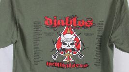 Men's t shirt Small army olive green Diablo 1 50 fighting guns skull on ... - $10.18