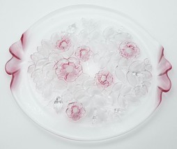 Vintage 1990s Mikasa Rosella Crystal Cake Plate, Frosted Pink Flowers &amp; ... - £24.44 GBP