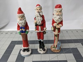 Pencil Resin Santa Lot Of 3 Figures 6 Inch Tall - $19.95