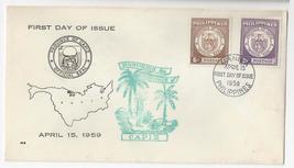 Philippines FDC 1959 Seal of Capiz Province Sc# 654 655 Thermograph Cachet - $4.95