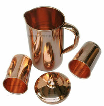 Pure Copper Water Pitcher Jug Drinking Tumbler Bottles Ayurveda Health B... - £19.55 GBP+