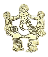 Vintage Sterling Silver Circle of Children Holding Hands Pendant /Pin - $225.23 MXN