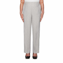 Alfred Dunner Women&#39;s High Waisted Straight Flat Front Pants Size 16 Gray SHORT - £20.05 GBP