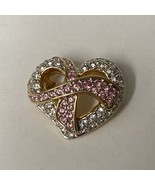 SWAROVSKI Pink &amp; Clear Crystal Heart Breast Cancer Pin - $39.55