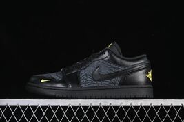 Air Jordan 1 Low "Elephant" | Black &amp; Yellow Custom Handmade Streetwear ... - $199.00