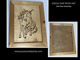 Scroll Saw Art Mike Wilson Woodwork Unicorn 9&quot; x 12&quot; Framed - £17.57 GBP