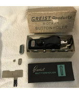 Vintage 1956 GREIST Products Rotary Buttonholer + 9 Attachments Box Manu... - £30.26 GBP