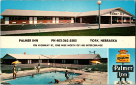 Vtg Postcard, Palmer Inn, Best Western Motels, York Nebraska, Pool Scene - $5.84