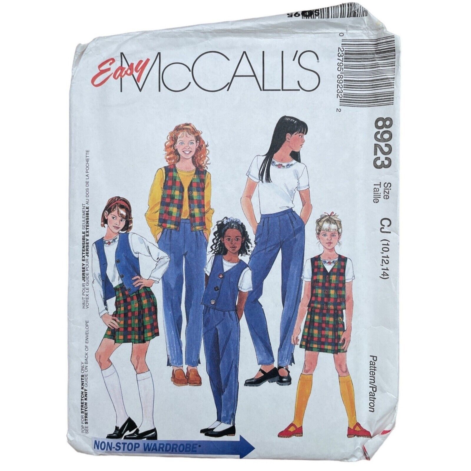 McCalls Sewing Pattern 8923 Vest Top Pants Skort Stretch Knit Girls Size 10-14 - £7.16 GBP
