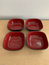 Corelle Hearthstone 28 oz Chili Red & Black Square Soup/Cereal Bowl Set of 4 - $27.72