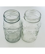 Atlas Mason Canning Jars 24 Oz Measurements Regular Mouth Clear Glass Lot of Two - £13.61 GBP