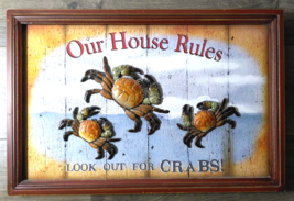 &quot;Our House Rules - Look Out For Crabs&quot; Wooden Sign - 3D Art 12x18 Hangin... - $17.98