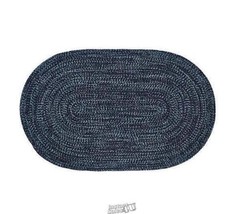 Chenille Tweed Braided Rug 30"x50" Navy Blue - £60.74 GBP