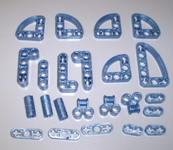 23 Used Lego Pearl Blue Technic Angle Connectors Plates Liftarms 32249 - 41677 - £7.95 GBP