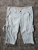 AEO American Eagle Crop Pants Women 10 White Cargo Pockets - £12.23 GBP