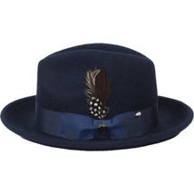 Men Bruno Capelo Hat Australian Wool Fur Look Fedora Beaver BV731 Navy image 4