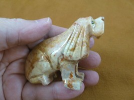 Y-DOG-HO-453) white tan HOUND DOG hunting SOAPSTONE carving figurine I l... - £12.88 GBP