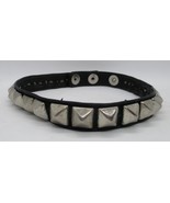 Black Leather Silver Diamond Stud 17&quot; Adjustable Collar  - $64.35