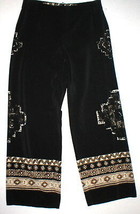 Womens Worth New York $498 12 USA Print Silk Pants Black Brown Wide Ethnic Borde - £368.43 GBP