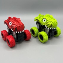 Lot of 2 Dinosaur Plastic Monster Trucks Inertia Car Toys Friction-Powered - $12.86