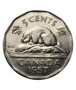 1957 Canada 5 Cents Bugtail Variety Coin UNC - €3,04 EUR