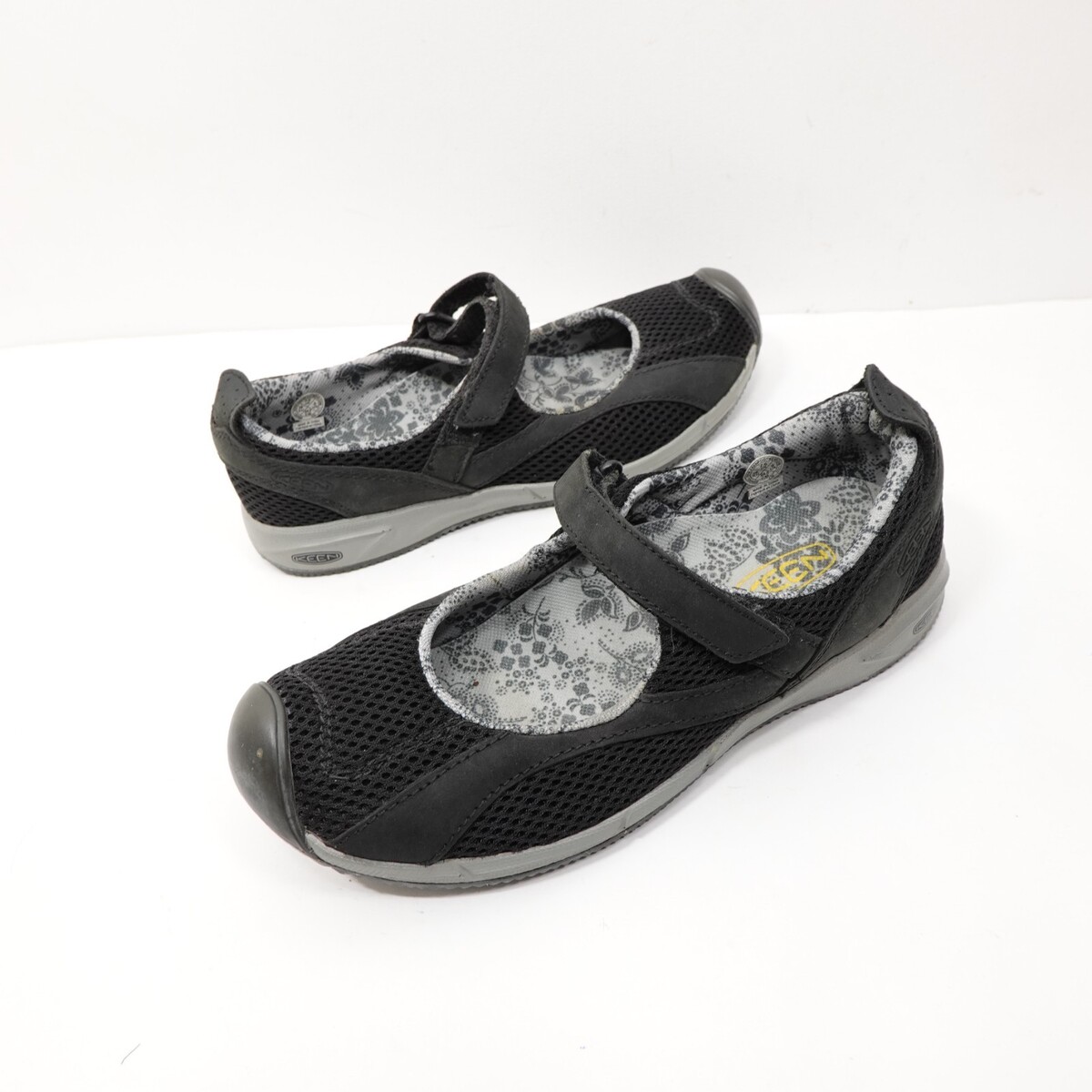 KEEN Auckland Shoes Womens Size 7.5 Black Leather Mesh Mary Janes Comfort - $26.99