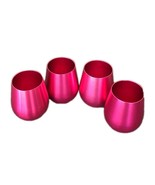 Four (4) ~ Retro ~ Aluminum ~ Stemless ~ PINK ~ 12 oz. ~ 3.75&quot; Tall Glass - $25.00