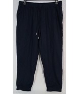Needle&amp;Cloth Women&#39;s Linen Blend Lounge Jogger Pants Navy Blue Size L (1... - $42.14 CAD