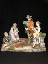 Antique German Porcelain . Beautiful medieval scene traveling theatre . Marked - £336.65 GBP