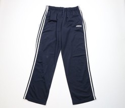 Vintage Adidas Mens XL Spell Out Striped Wide Leg Sweatpants Pants Navy Blue - £40.68 GBP