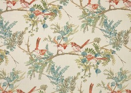 Ballard Designs Vivien Multi Red Birds Floral Multipurpose Fabric By Yard 54&quot;W - £23.96 GBP