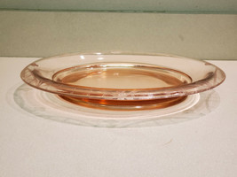 Vintage Pink Depression Etched Floral Glass Rolled Rim Platter - $18.81