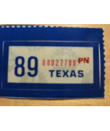 1989 TEXAS PLATE RENEWAL STICKER FOR PERSONALIZED PLATE - £2.24 GBP