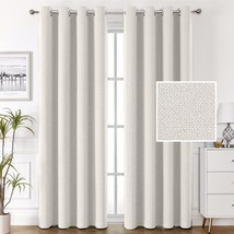 100% Blackout Linen Curtains 96 Inches Long Thermal Curtains For, Off White. - £49.24 GBP