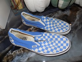 VANS Classic Slip On Checkerboard Blue/White Skateboarding Shoes Size 10... - $29.00